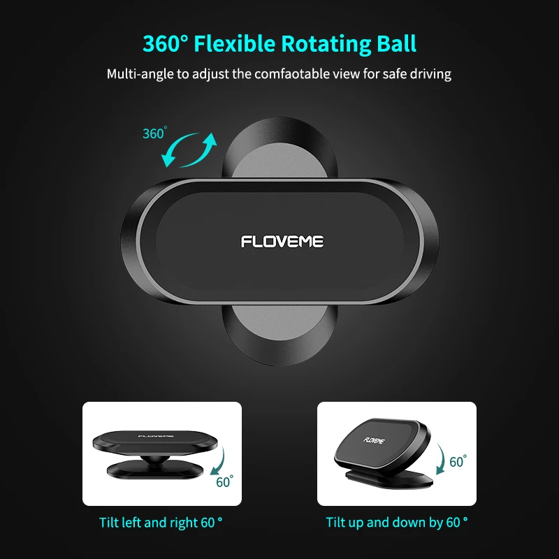 Магнитный автомобильный держатель для телефона FLOVEME 360 градусов мини подставка в