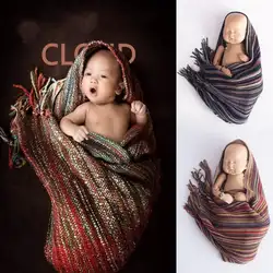 Boho новорожденных пеленать одеяло детские трикотажные пряжи пеленка для сна лоскутные одеяла фотография Реквизит Новый дышащий
