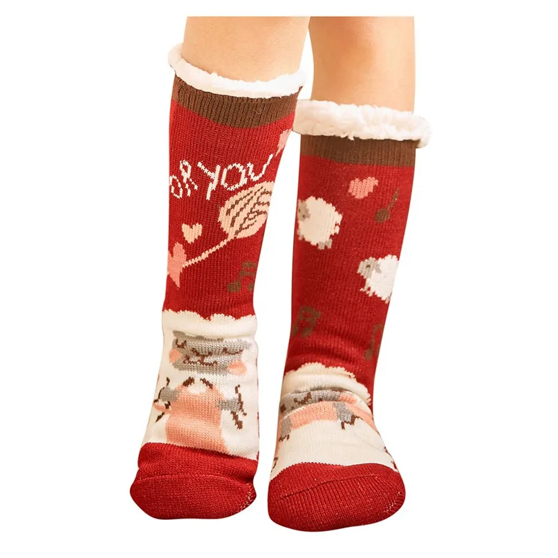 Free Size Christmas Women Cotton Socks Print Thicker Anti-slip Floor Socks Carpet Socks Warm Winter Socks For Women Girls 30SE09 (4)