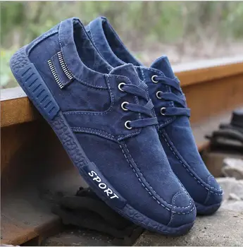 

NEW Canvas Men Shoes Denim Lace-Up Men Casual Shoes Plimsolls Breathable Male Footwear Spring Autumn sneakers