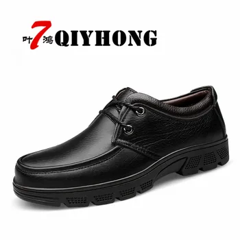 

2018 Winter Fur Zapatos Hombre Tops Men Shoes Male Casual Shoes Lace-Up Boots Genuine Leather Black Ankle Booties Casual Boots