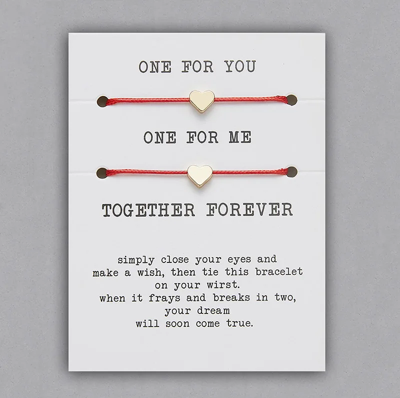 BR18Y0711-2 2 шт./компл. Wish Card Парные браслеты Регулируемые красные веревки плетеные золотые короны Сердце Звезда Крест браслет дружбы ювелирные изделия - Окраска металла: BR18Y0711-2