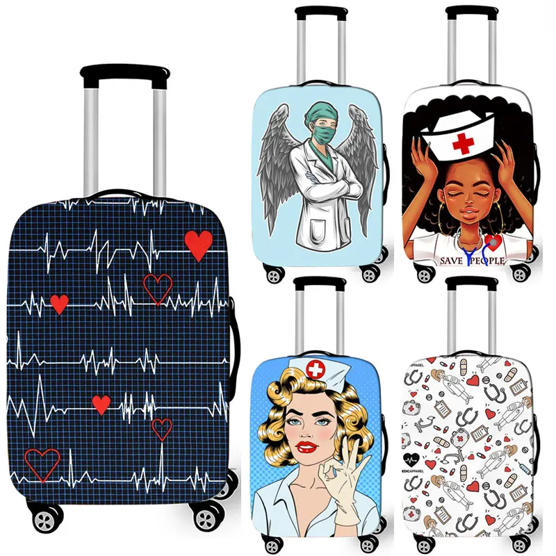 

Nurse Doctor ECG Luggage Cover Elastic Suitcase Protective Cover for 18-32 Inch Trolley Baggage Case Bag Travel Accessories