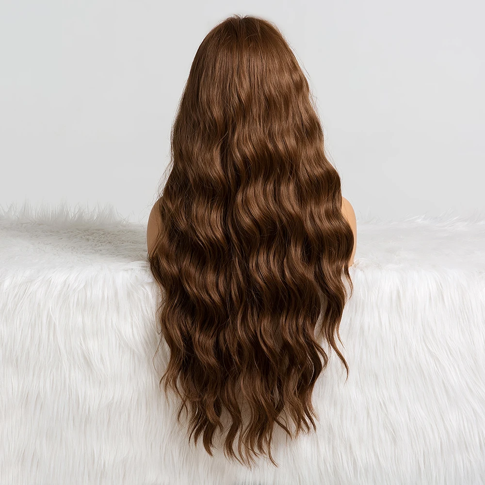 EASIHAIR Long Body Wavy Brown Wigs High Density Temperature Synthetic Wigs For Women Cosplay Wigs Heat Resistant Wig Hair