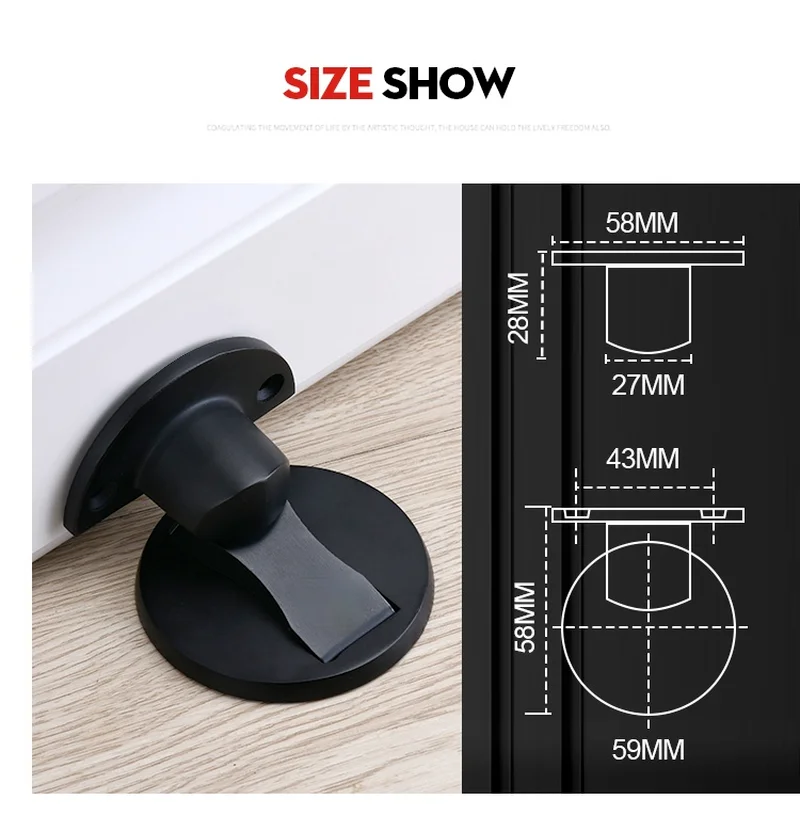 KAK Magnetic Door Stops 304 Stainless Steel Door Stopper Hidden Holders Catch Floor Nail-free Doorstop Furniture Hardware