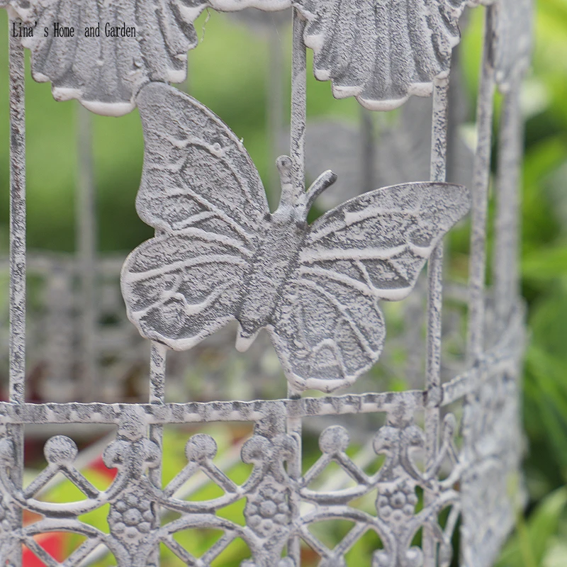 Пятиугольная винтажная серая садовый декор из металла клетка для птиц