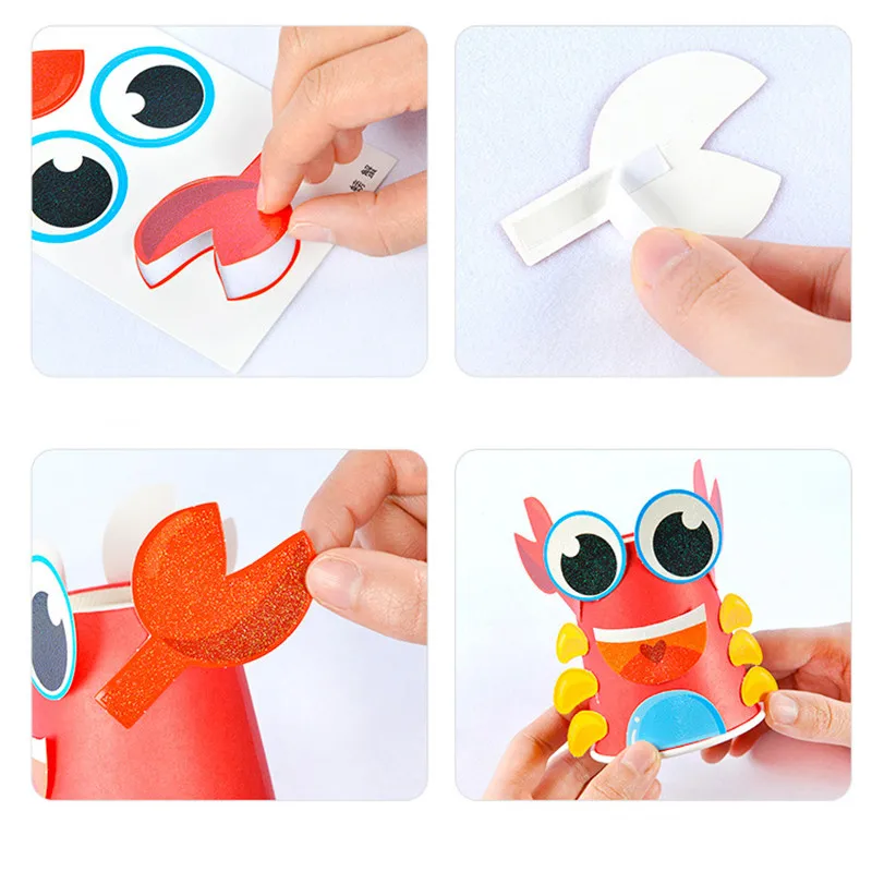 DIY бумажный стаканчик для рисования, детские игрушки ручной работы, креативные Мультяшные наклейки, детские развивающие игрушки, экологическое украшение, подарок