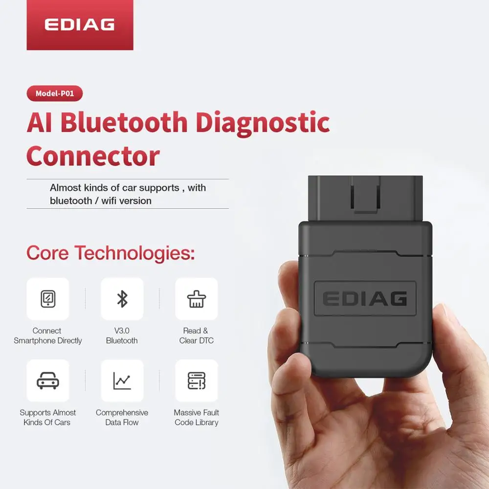 Диагностический сканер EDIAG P01 ELM327 чип PIC18f25k80 для OBDII elm 327 V1.5 OBD2 Torque автомобиля android |