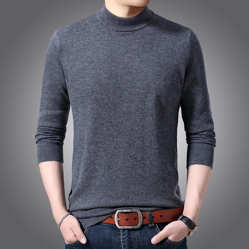 Sweater Men Warm Casual O-neck Pullover Men Sweater Male 2019 Men's Wool Sweater Solid Gray Black Pullover Men Winter Clothes