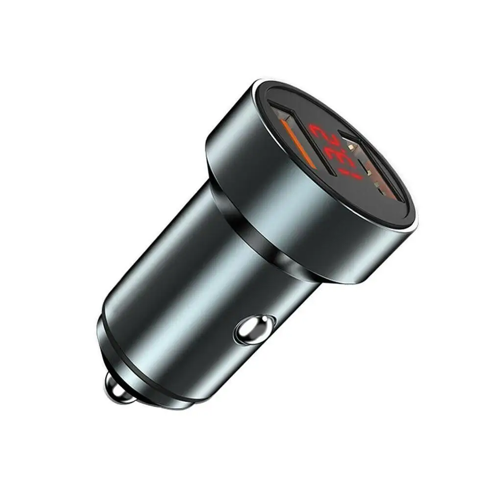 black USB Новое горячее автомобильное зарядное устройство usb type-C порт быстрая зарядка сплав светодиодный экран зарядное устройство для автомобиля зарядное устройство - Цвет: black USB