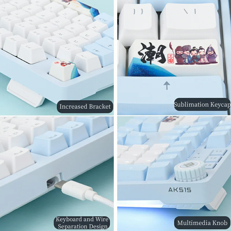 Ajazz Ak515メカニカルゲーミングkeybaord Usb有線ブルースイッチゲーマーキーボードpbt印刷キーキャップpc ノートpc用 Keyboards Aliexpress