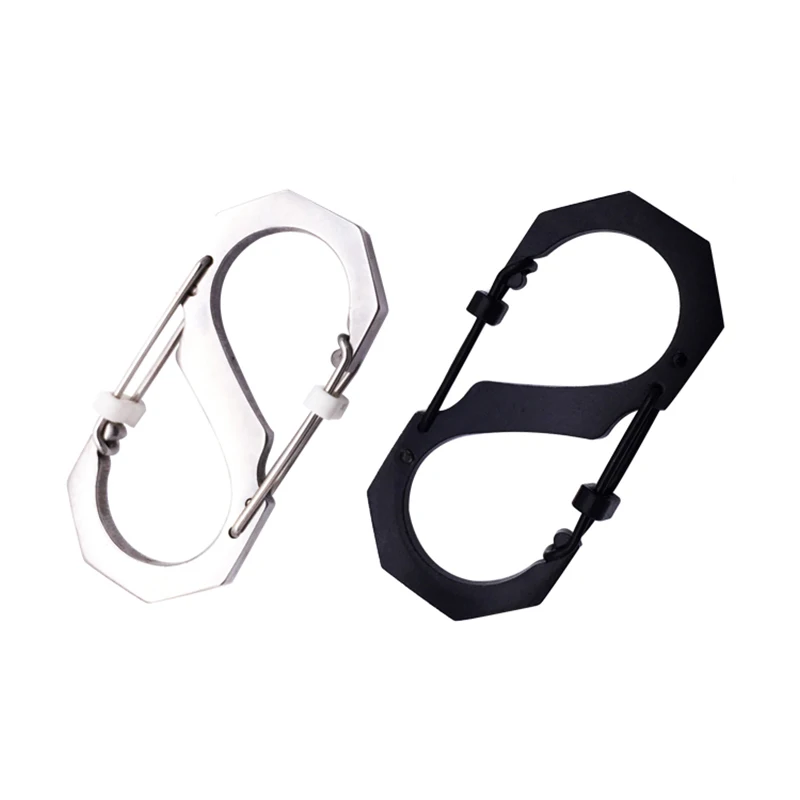 3pcs 8 Type Carabiner Key Chain Hook Clip Buckle Slide Lock for Hiking Camping Dual Buckle Key Chain 8 Shape Buckle for Camping