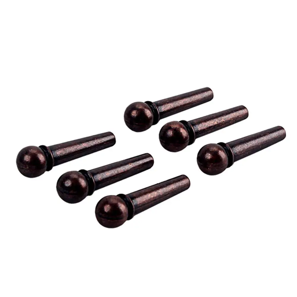 

6Pcs/Set Bronze Folk Acoustic Guitar Bridge Pins Guitar Accessories Strings Fixed Cone String Pins String Nails 100% Copper