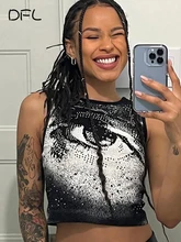 

DFLlifes Printing Tanks and Camis Sleeveless Woman Clothing Crop Top Fashion Woman Tops Sexy Clubwear Spring Summer Tank 2022