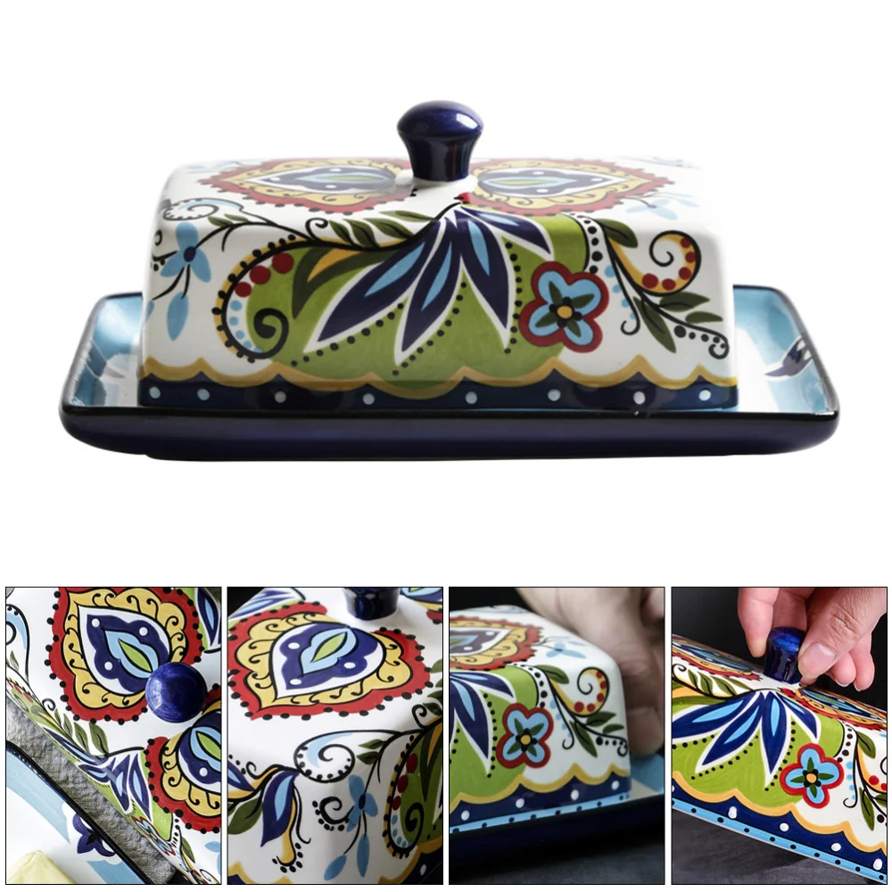 1pc  Food Container Butter Plate with Lid Household Tableware Storage Boxes for Hotel Restaurant Home Office
