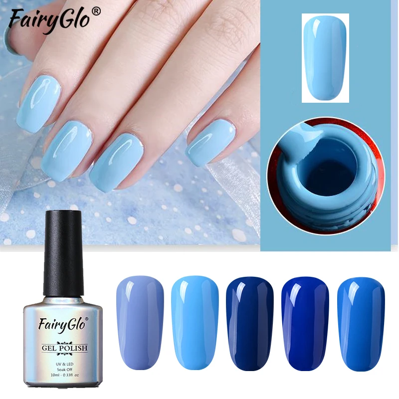 FairyGlo 10 мл Синий Цветной Гель лак для ногтей Полупостоянный Светодиодный УФ