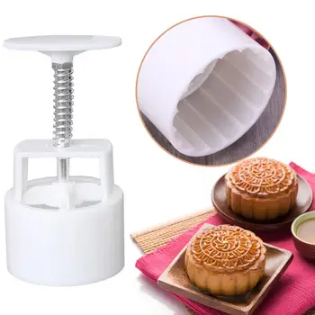 

Lower Mooncake Mold Round Square Flower DIY Hand Pressure Fondant Moon Cake Biscuits Moulds Mid-autumn Festival Baking Tools