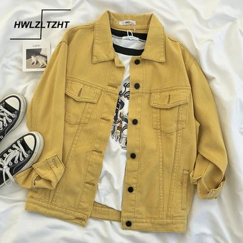 

HWLZLTZHT Spring Woman Jeans Coat Turn-down Collar Women's Denim Jacket Single-Breasted Jackets Large Sizes Outerwear