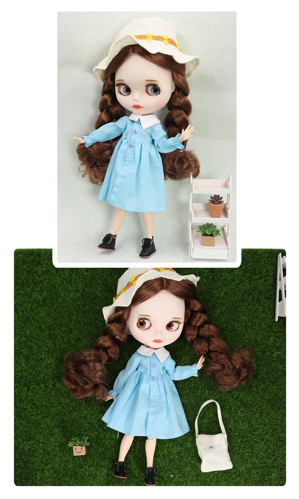 Serenity – Premium Custom Neo Blythe Doll with Brown Hair, White Skin & Matte Cute Face 1