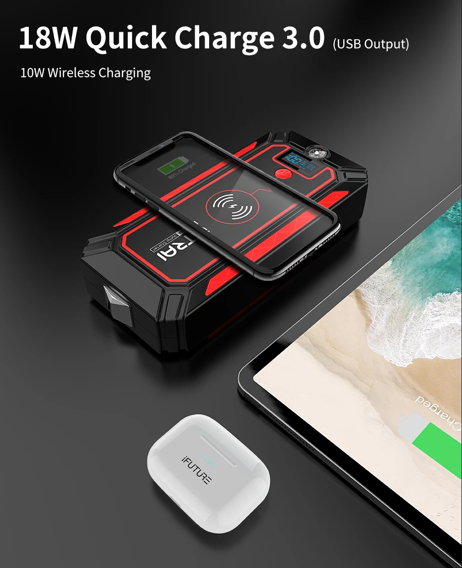 Utrai Car Jump Starter  with Wireless Charger Power Bank For 12V Emergency Battery Starting Boost to JumpStart  Vehicles noco gb150