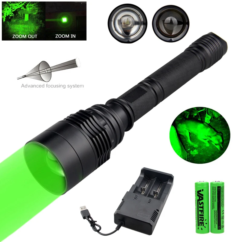 10000LM X-XML T6 Zoomable Tactical LED Flashlight Torch Lamp+18650 ChargerC GA 