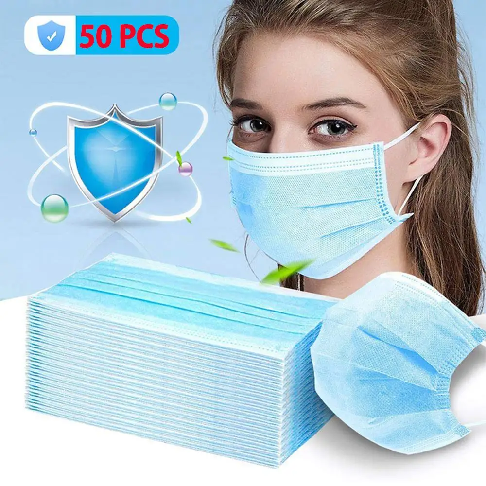 

50pcs/bag Protective Masks Earloop Face Mouth Masks Anti odor masks mascherine breathable Meltblown Fabric Masks Fast Shipping