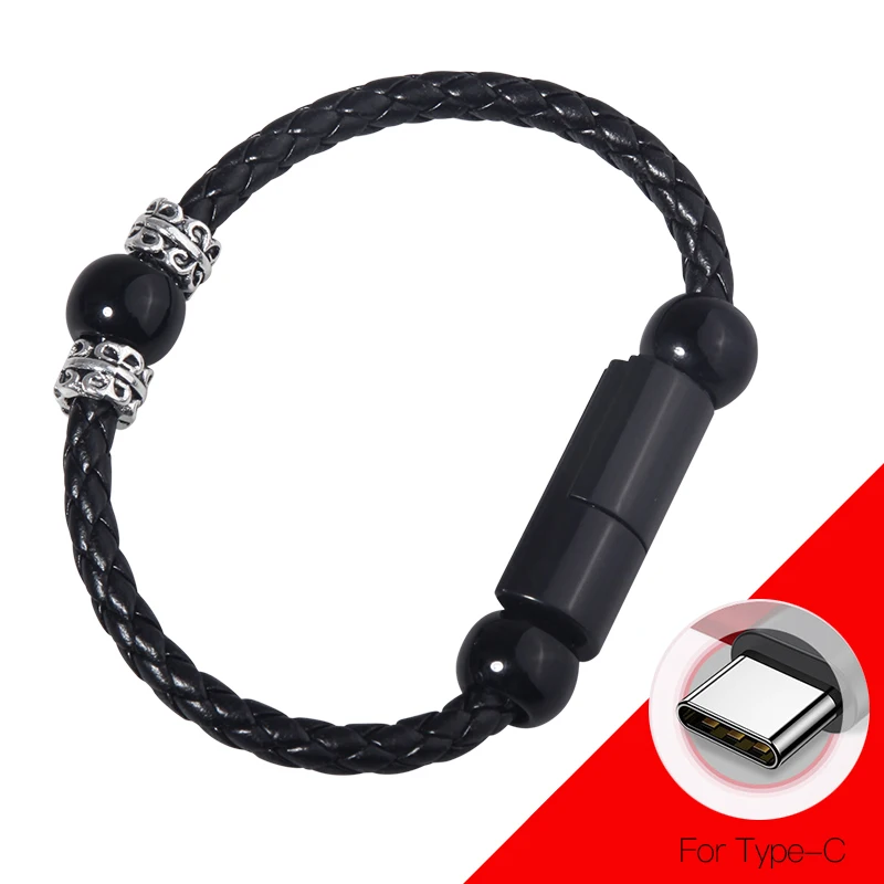 JUSFYU быстрое зарядное устройство для iPhone XS Android type C USB синхронный зарядный кабель для samsung S9 браслет плетеный кабель для передачи данных - Цвет: For Type C