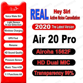 

Air20 Pro ANC TWS 1562F True Light Sensor Real Voice Wake Wireless Earphone HD Dual MIC Bluetooth 5.0 Earphone Transparency 99%