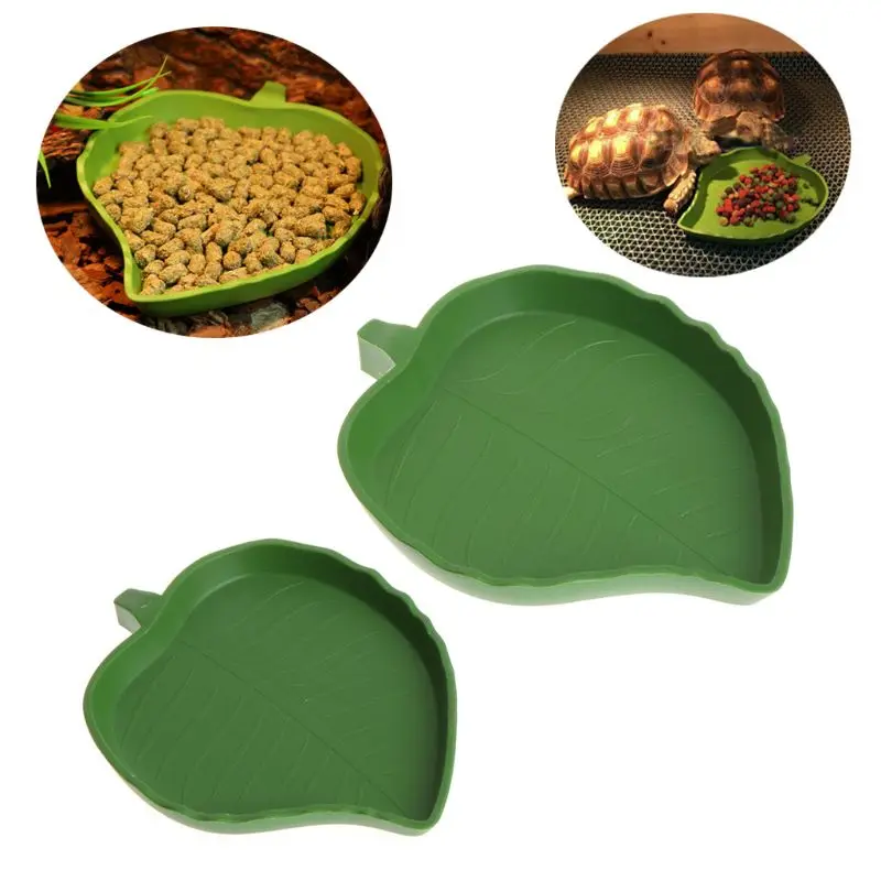 

2 Pcs Leaf Shape Reptile Food Water Dish Bowl Worm Drinking Eating Meal Feeder