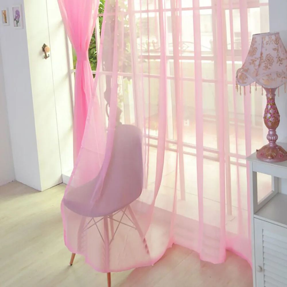 1pcs European And American Style White Window Curtains Solid Door Curtains Transparent Tulle Curtain For Living Room