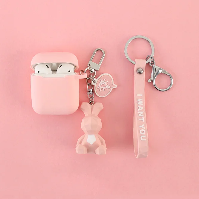 Cute Dinosaur Panda Case For Airpods Earphone Case Bluetooth Wireless Protective Cover For Apple AirPods Case Dinosaur Keychian - Цвет: b2
