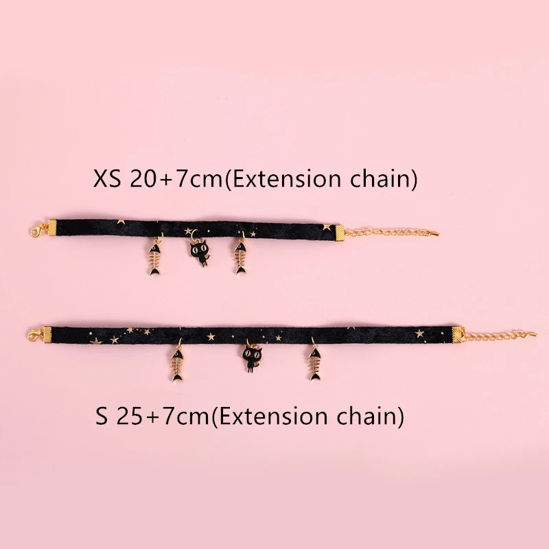 Pet Collar Velvet Bronzing Star Adjustable Necklace For Cats Puppy Fishbone/Sakura/Starry Sky Collar Chic Pets Supplies Accessories