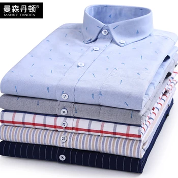 

Pure Cotton Oxford Spinning Long Sleeve Shirt Male Middle Age Dad Pack Business Leisure Middle-aged And Elderly All Cotton Shirt
