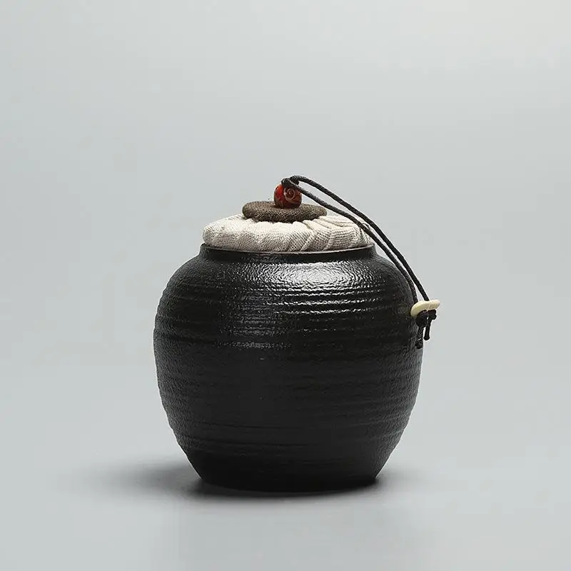 1 шт керамический s чай Caddies чай культура хранения бутылки Ретро банка для хранения керамические чайные конфеты для соли, для приправ контейнер для закусок - Цвет: black