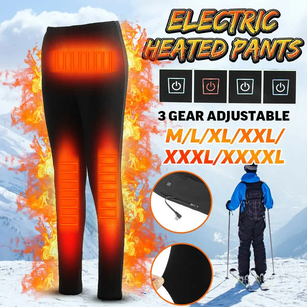 Unisex USB Electric Heated Pants Winter Warm Leggings Heating Elastic Trousers KS shipping