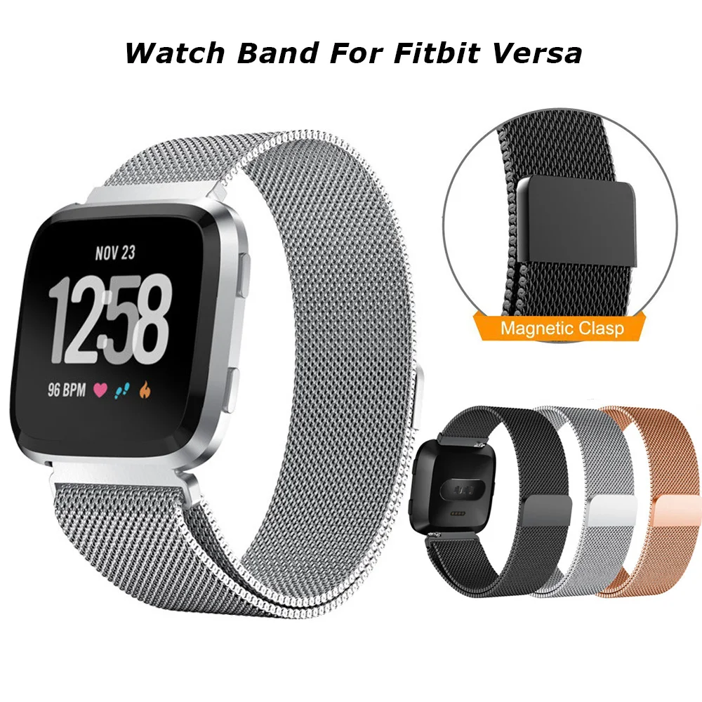 

Stainless Steel Magnetic Milanese Loop Band for Fitbit versa Replacement Wristband metal wrist Strap for Fit bit versa Watchband