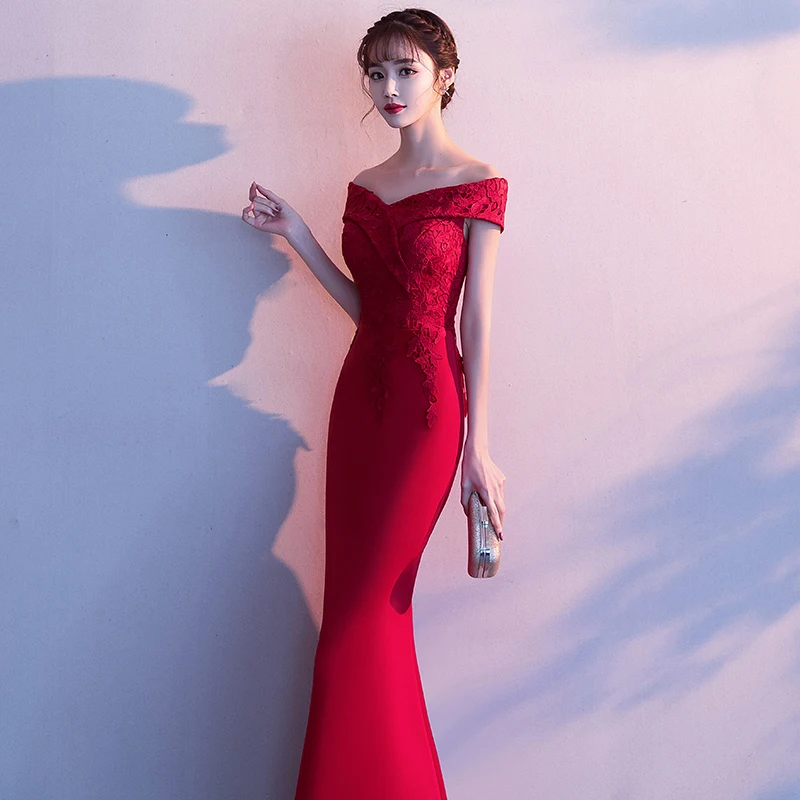 Erosebridal красное вечернее платье длинное с открытыми плечами кружевное элегантное вечернее платье для женщин на молнии сзади длинные вечерние платья
