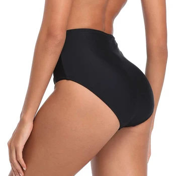 

2020 High Waist Black Bikini Bottom Sexy Push Up Elastic Thong Shorts Women Swimming Trunks Beach Swimsuit Bathing Plus Size