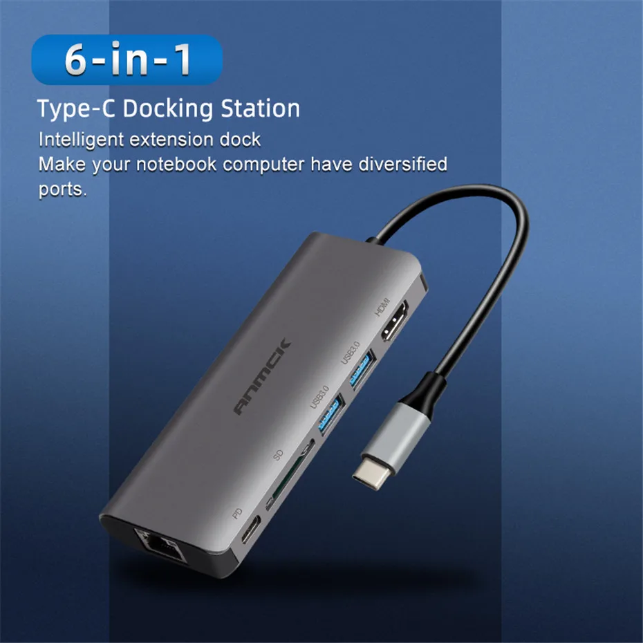 Anmck USB-C концентратор type C концентратор USB 3,0 HDMI RJ45 адаптер док-станция для MacBook Pro Аксессуары type-C 3,1 разветвитель 3 порта USB C концентратор