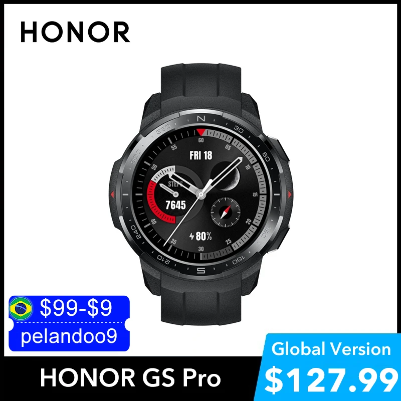 HONOR Watches GS Pro Global Version Blood Oxygen Heart Rate Monitor SpO2 Watch Waterproof 25 Days Standby GPS Smartwatch for Men