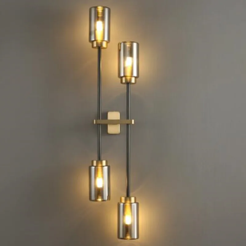 

Минималистичный полностью медный настенный светильник в стиле постмодерн, роскошный фон для гостиной, настенный светильник