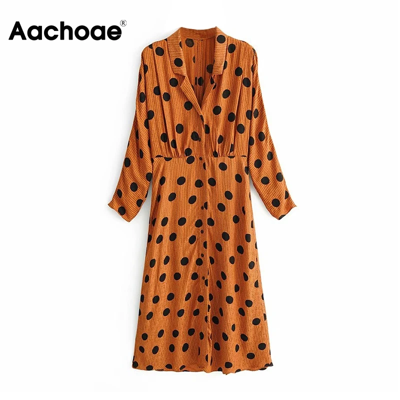 Aachoae Polka Dot Midi Dress Women Batwing Long Sleeve Turn Down Collar Embroidery Shirt Dress Sexy Split Party Dresses Vestidos Aachoae Polka Dot Midi Dress Women Batwing Long Sleeve Turn Down Collar Embroidery Shirt Dress Sexy Split Party Dresses Vestidos