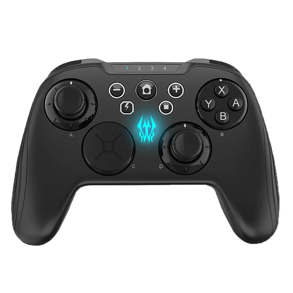 Game Controller Wireless Joystick Gamepad with Seven Variable Color Backlights for N-Switch with Data Cable, Black