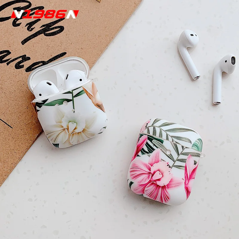 N1986N чехол для наушников Apple Airpods в стиле ретро цветы банан лист мягкий IMD Для Airpod 1 2