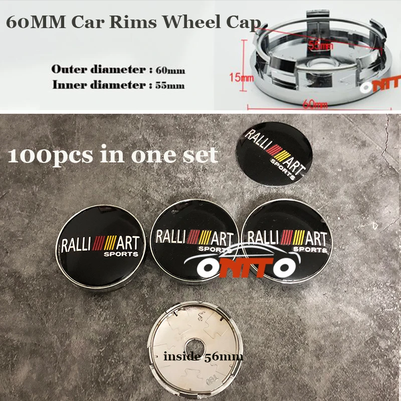 Best price 100pcs 60MM Car emblem logo badge Wheel hub Caps for Ralliart Lancer 10 9 EX Eclipse Galant outlander covers Logo |