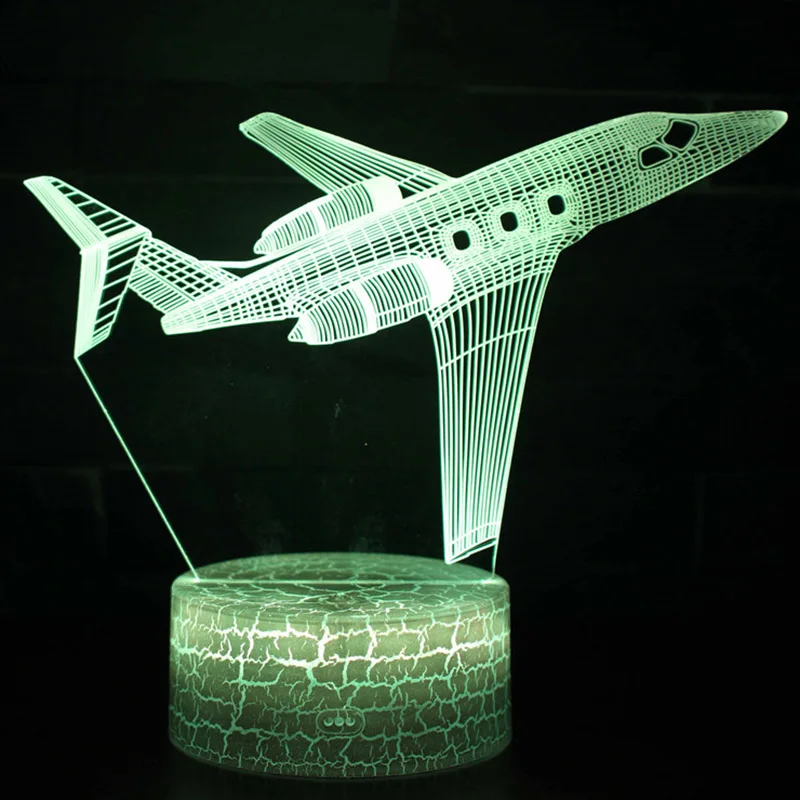 Пульт дистанционного управления Воздушный самолет 3D светильник светодиодный Настольный светильник Иллюзия Ночной светильник 7 цветов меняющая настроение лампа AAA питание от батареи USB лампа