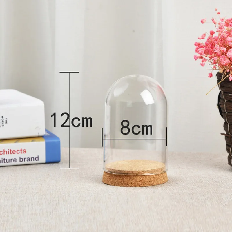 

Glass Cover Dome Display Stand Wood Cork Base For Flower Succulent Plants Vase Handmade Home Decor Hout Kurk for slaapkamer