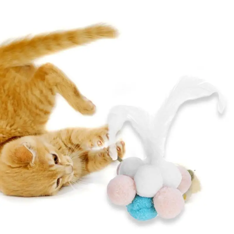 Кошачья интерактивная игрушка Pet Bell Ball плюшевый жевательный кот игрушки красочные перья плюшевый котенок красочная игрушка-тизер для кошек товары для домашних животных
