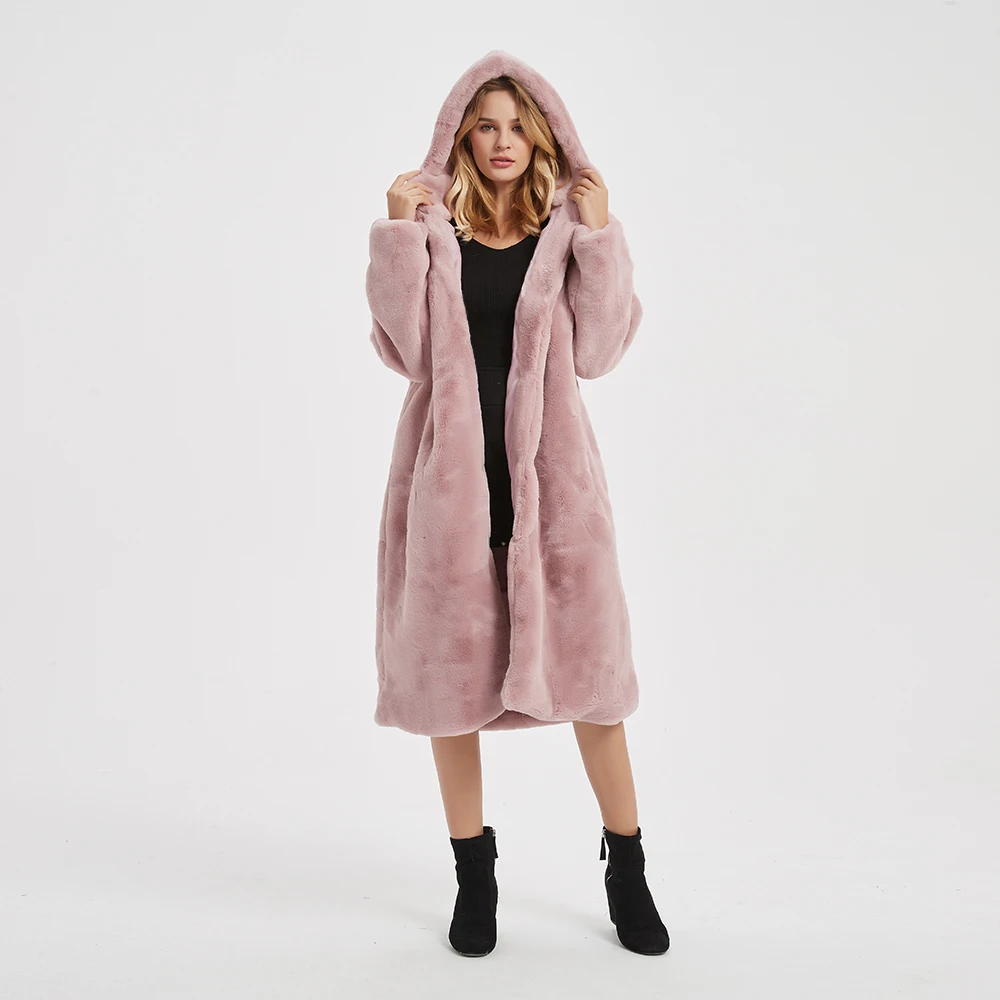 Хит сезона тонкое теплое Женское пальто с мехом - Цвет: Pink
