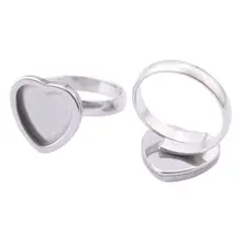 

3Pcs/Lot Stainless Steel Fitting 12mm Heart Cabochon Ring Blanks Adjustable Base Setting Diy Rings Jewelry Making Accessories